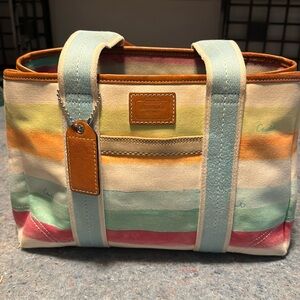 Coach Multicolor Striped Tote Bag